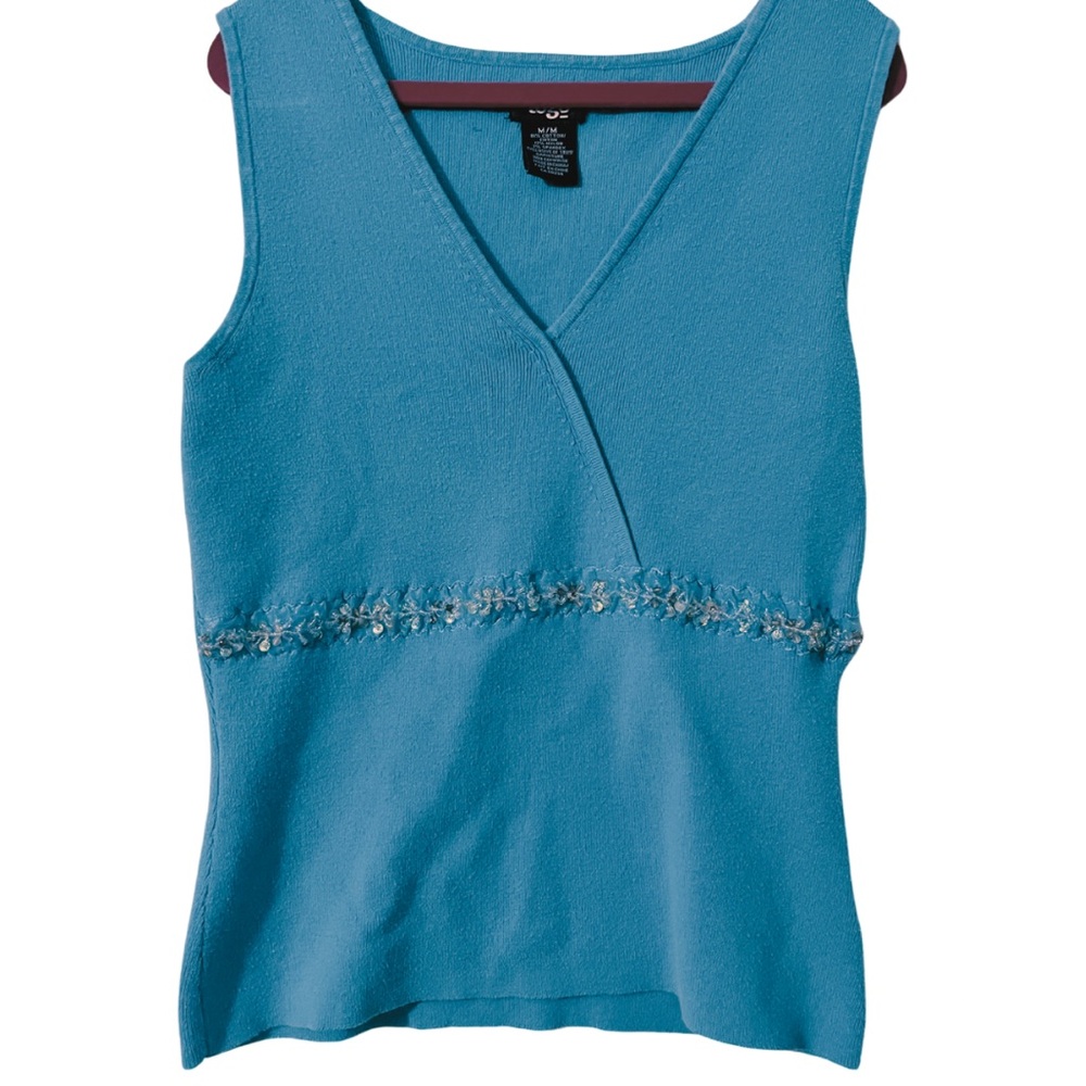 Vintage Blue Sleeveless Top with GORGEOUS waist detail